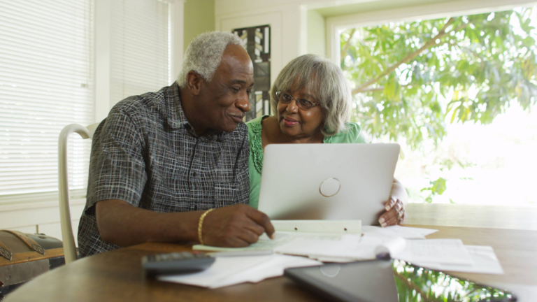 Couple looking over finances